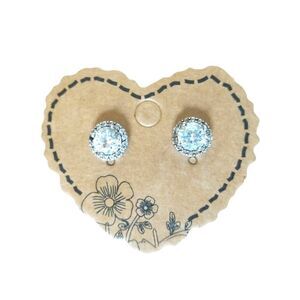 Round Cut Cubic Zirconia Stud Bridal Wedding Earrings Sterling Silver 925 Post